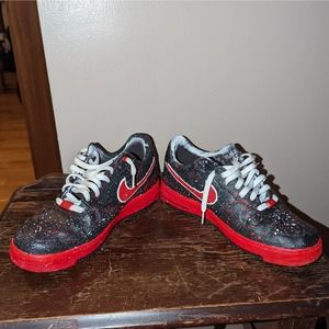 Nike Air Force Sneakers Athletic Shoes Men size 10 Red Black White Polka dots